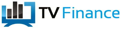 Logo featuring a blue TV screen displaying a bar chart, alongside the text "TV Finance" in black and light blue—perfect for a luxury real estate agency looking for a modern financial edge.