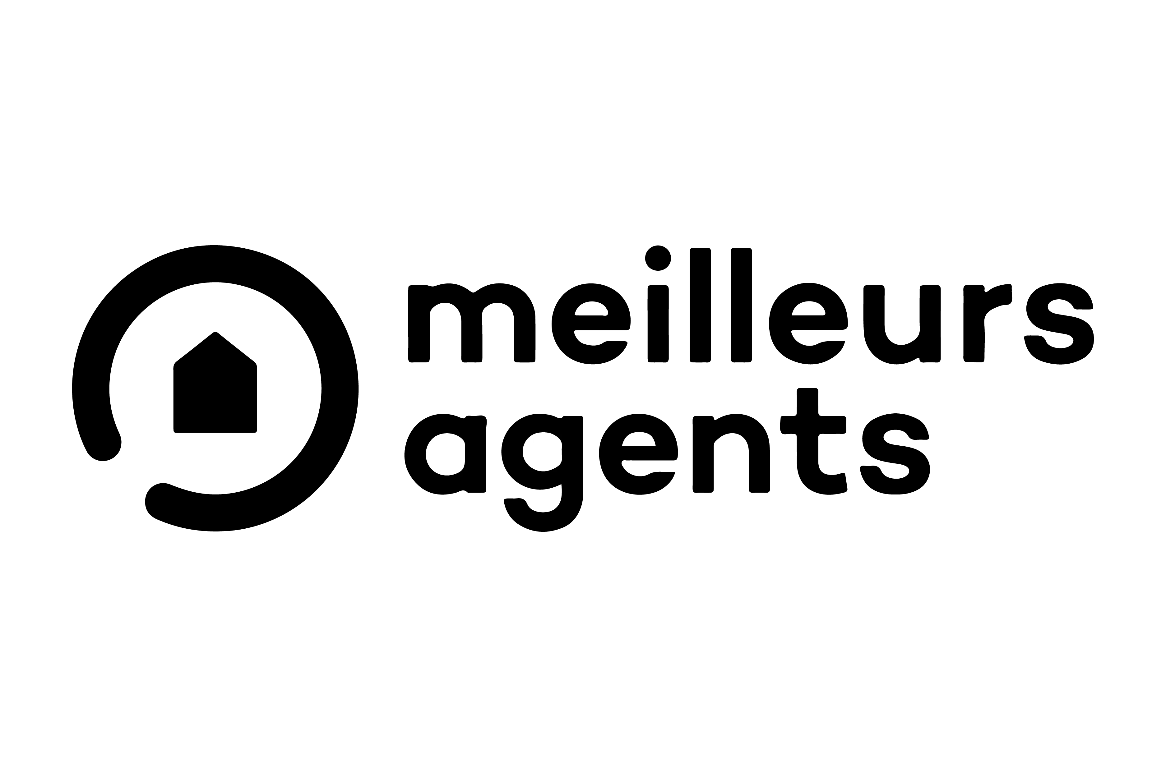 A black logo featuring top real estate agents, with a circular icon on the left containing a house shape, set against a light gray background—often associated with ads for apartments for sale in Paris.