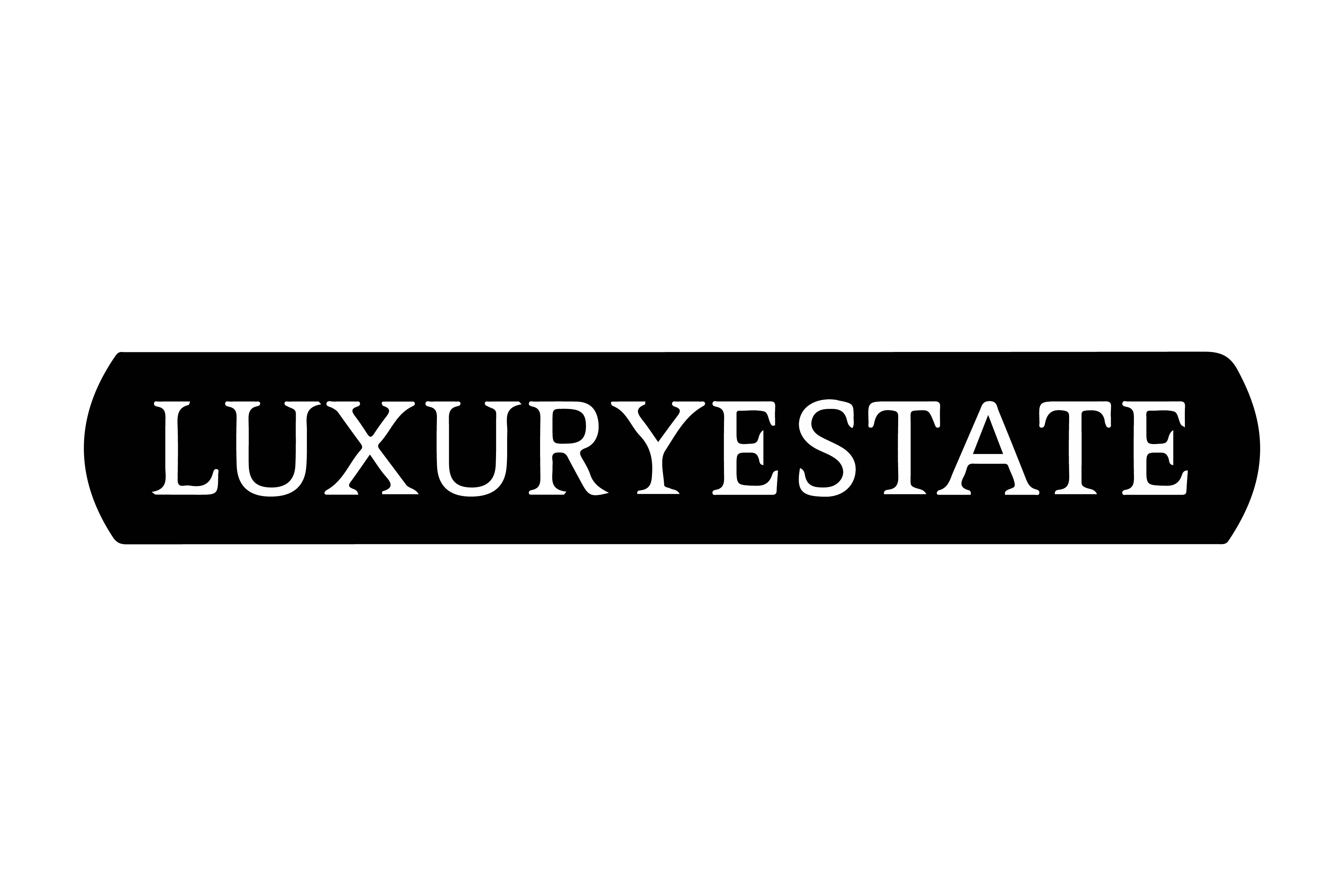 A black horizontal oval with the word "LUXURYESTATE" in white capital letters centered inside, perfect for highlighting listings for apartments for sale in Paris.